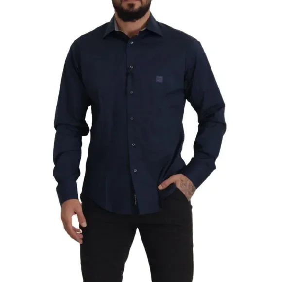 Roberto Cavalli Navy Elegance Cotton Dress Shirt